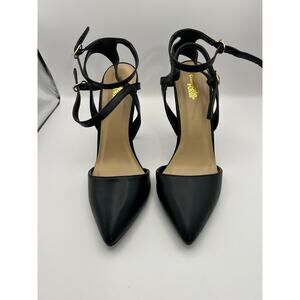Charlotte Russe Doubled Strap Pointed Toe Stiletto Heel Black Size 10